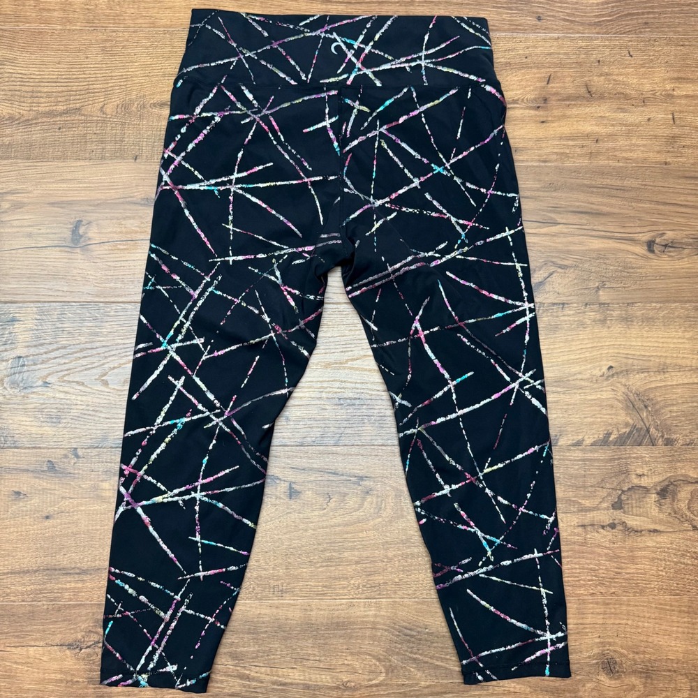 ZYIA Abstract Rainbow Hi-Rise 20‎ Performance Leggings Workout Colorful Sparkle